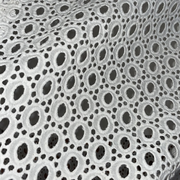 GUESS Sleeveless Collared Eyelet Dress Elise White Midi Open Cut Out SZ 6 - Picture 12 of 17